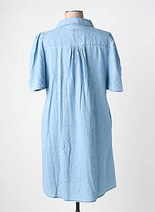 Robe mi-longue manches courtes manches courtes bleu ICHI femme
