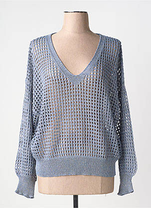 Pull maille ajourée manches longues bleu MOLLY BRACKEN femme