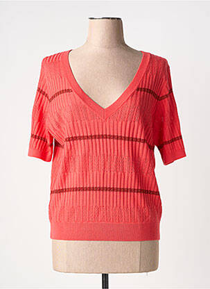 Pull col v manches courtes orange FREEMAN T.PORTER femme