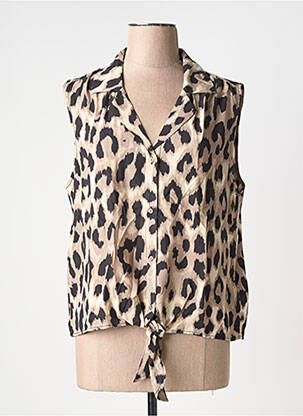 Top col v sans manche marron STREET ONE femme