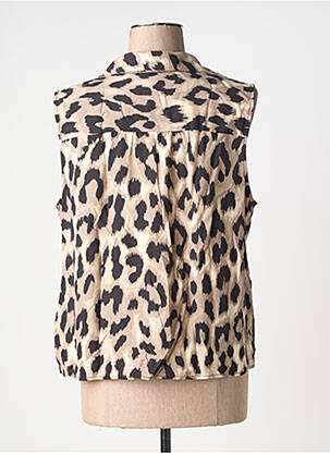 Top col v sans manche marron STREET ONE femme