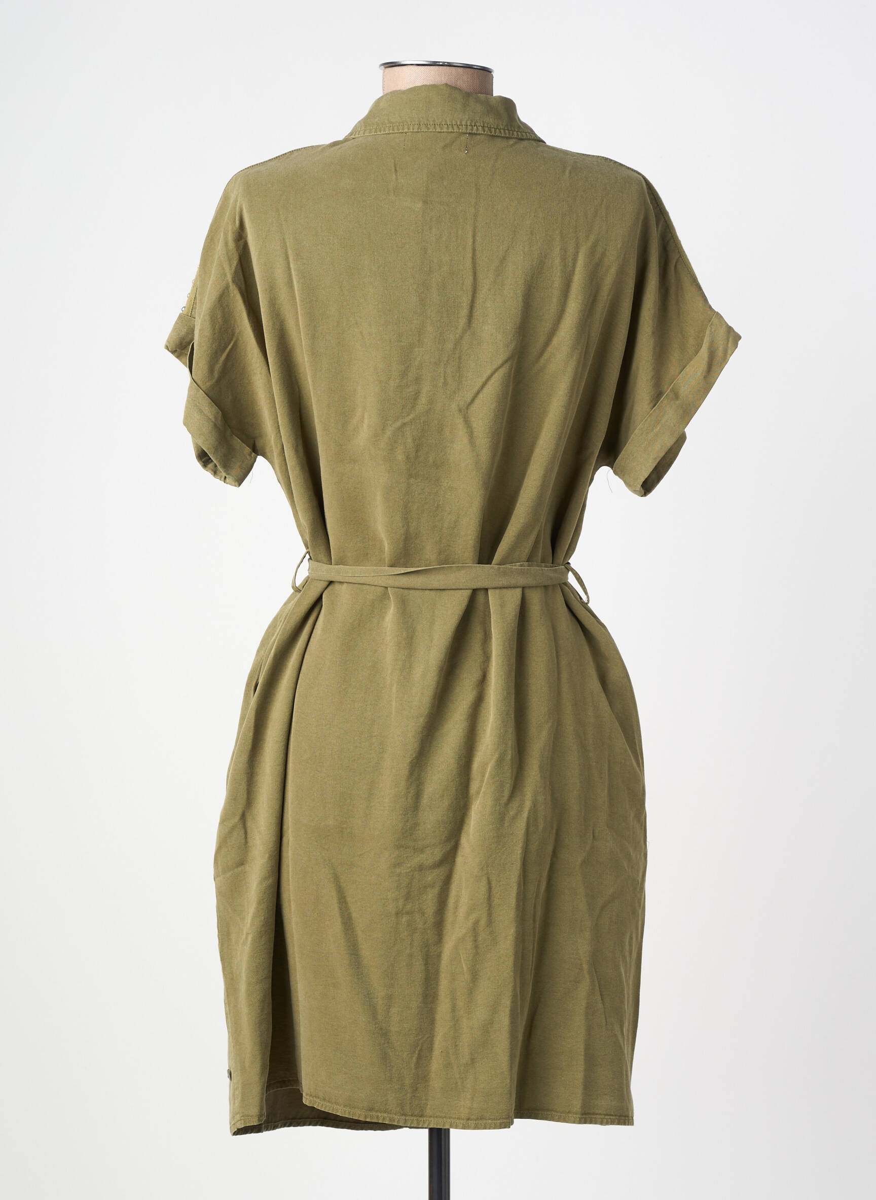 Robe mi-longue manches courtes manches courtes vert FREEMAN T.PORTER femme