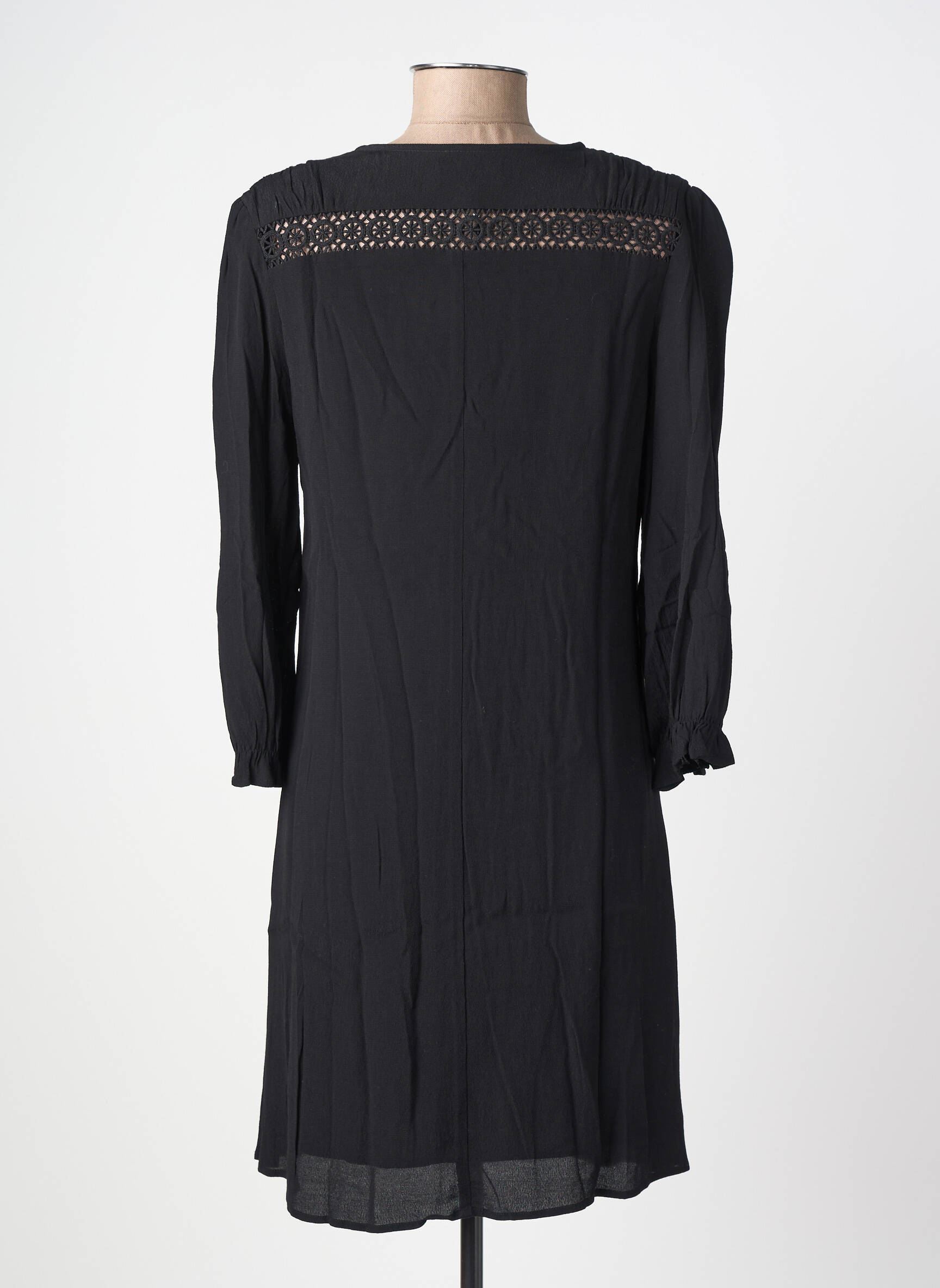 Robe mi-longue coupe fluide manches longues noir FREEMAN T.PORTER femme
