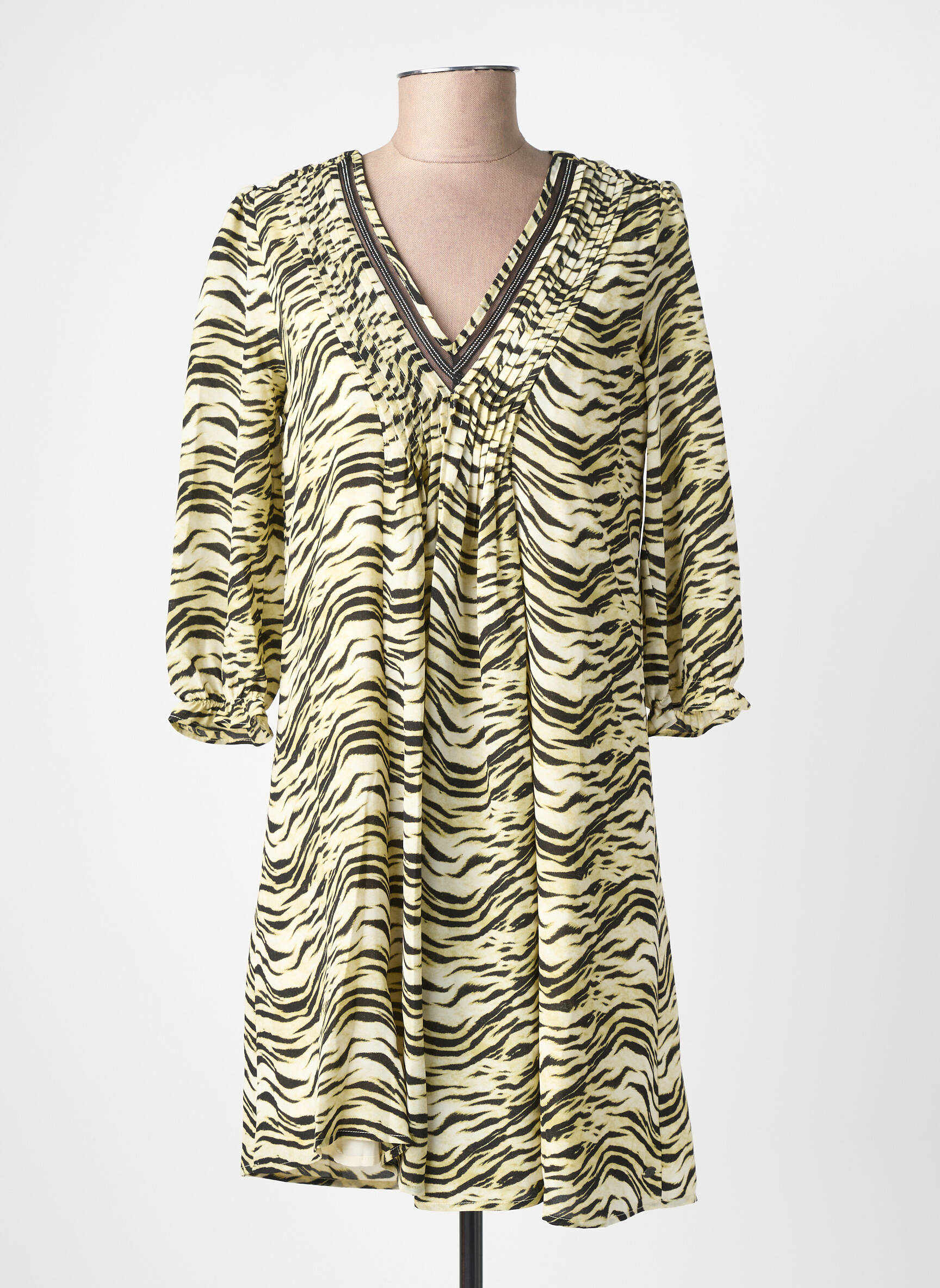 Robe courte manches 3/4 manches 3/4 vert FREEMAN T.PORTER femme
