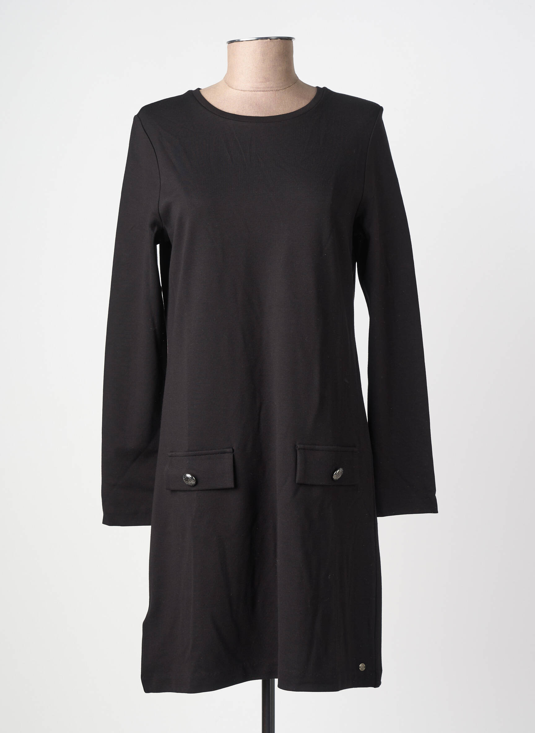 Robe mi-longue manches courtes manches courtes noir SURKANA femme