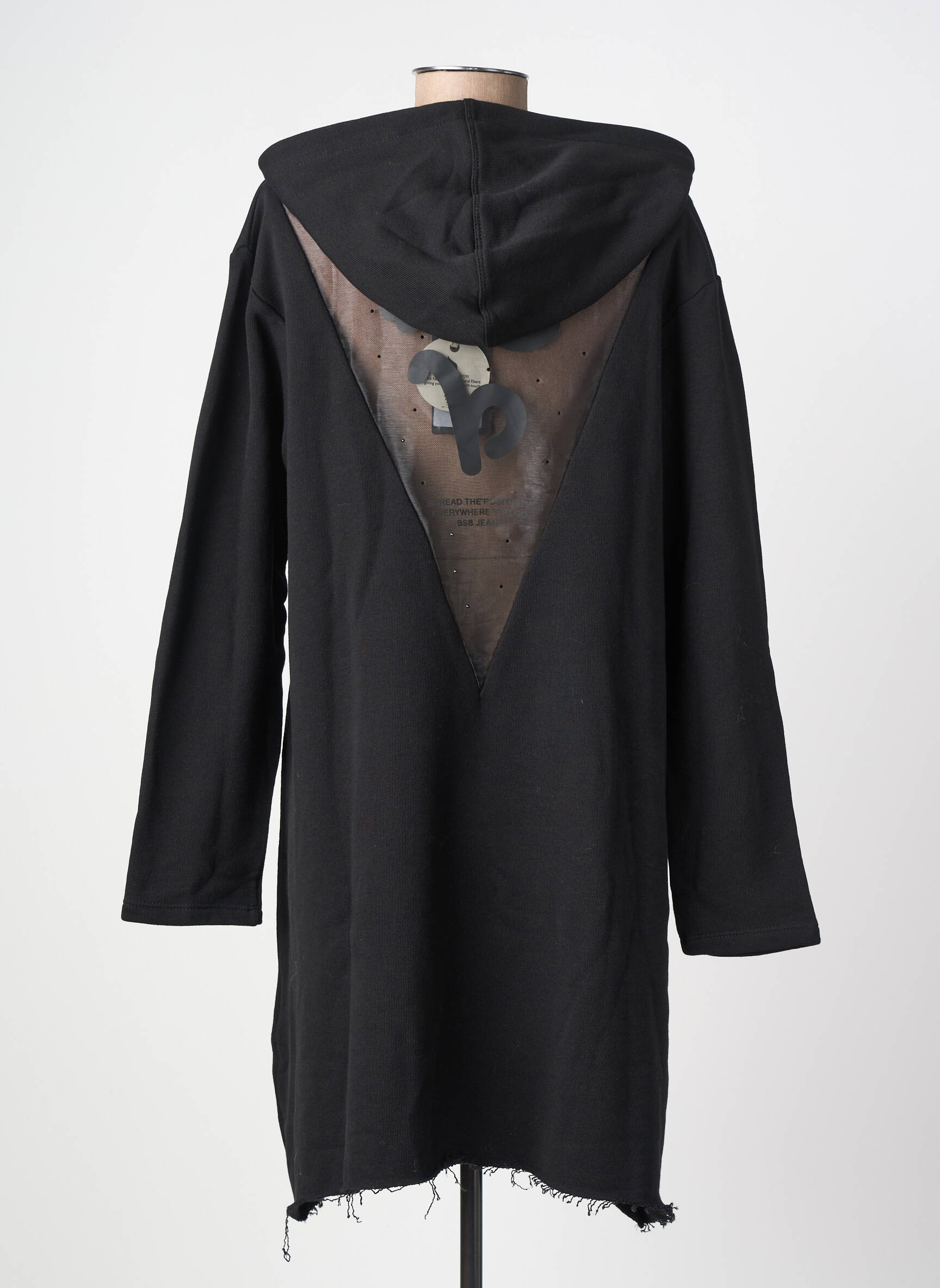 Robe pull coupe droite manches longues noir BSB femme