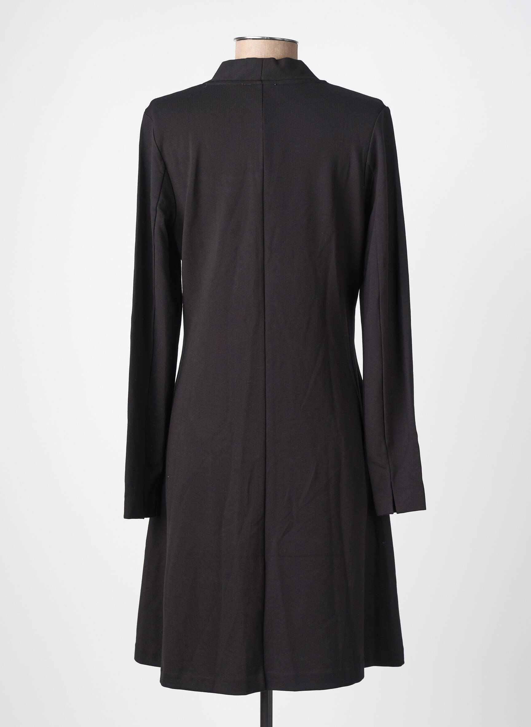 Robe mi-longue coupe fluide manches longues noir SURKANA femme