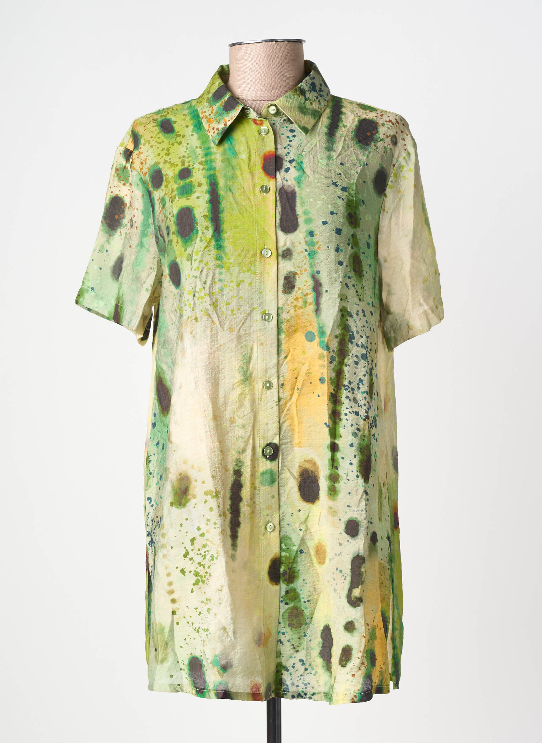 Tunique manches courtes tissage crêpe vert SURKANA femme
