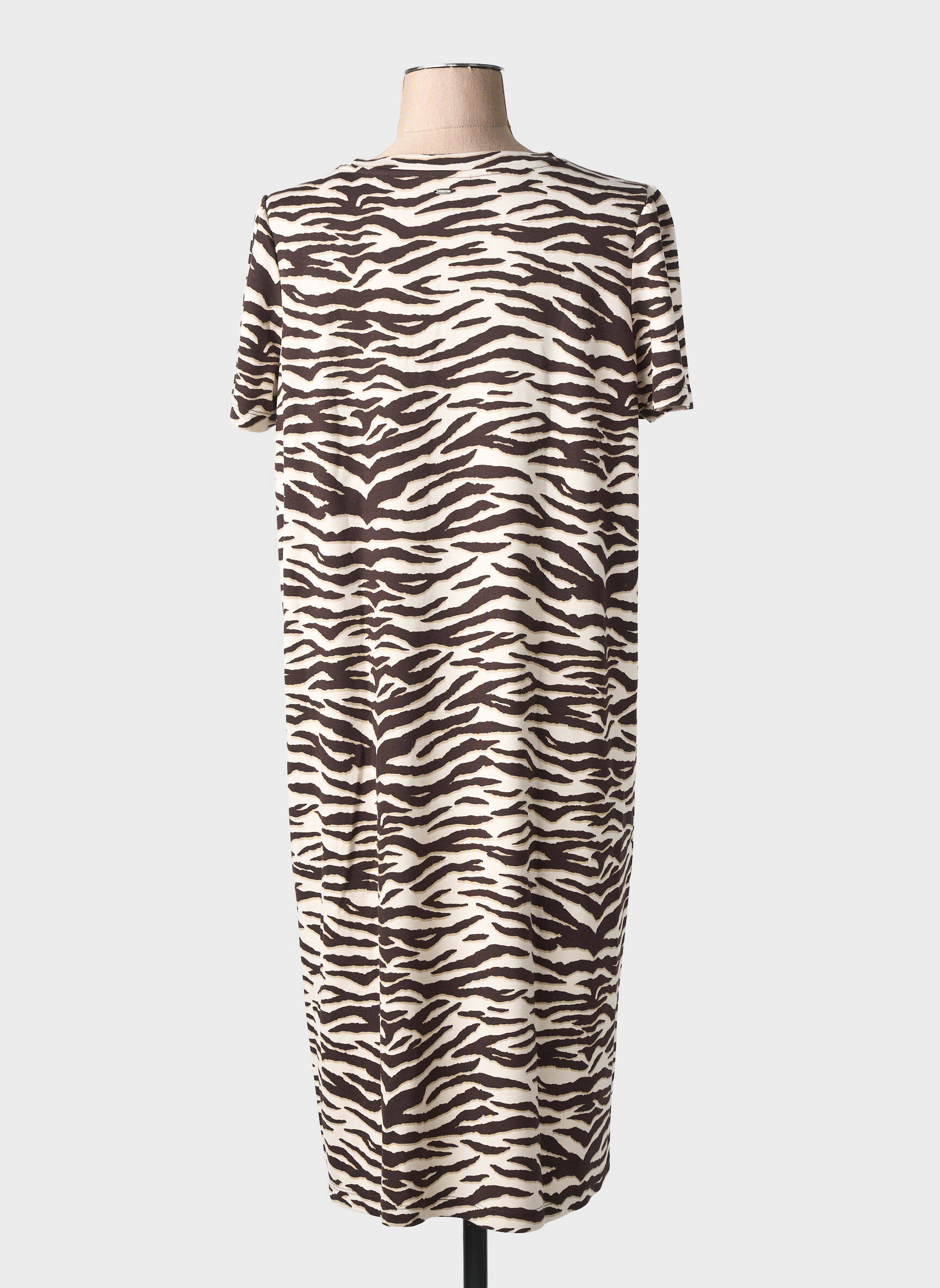 Robe mi-longue manches courtes manches courtes marron STREET ONE femme