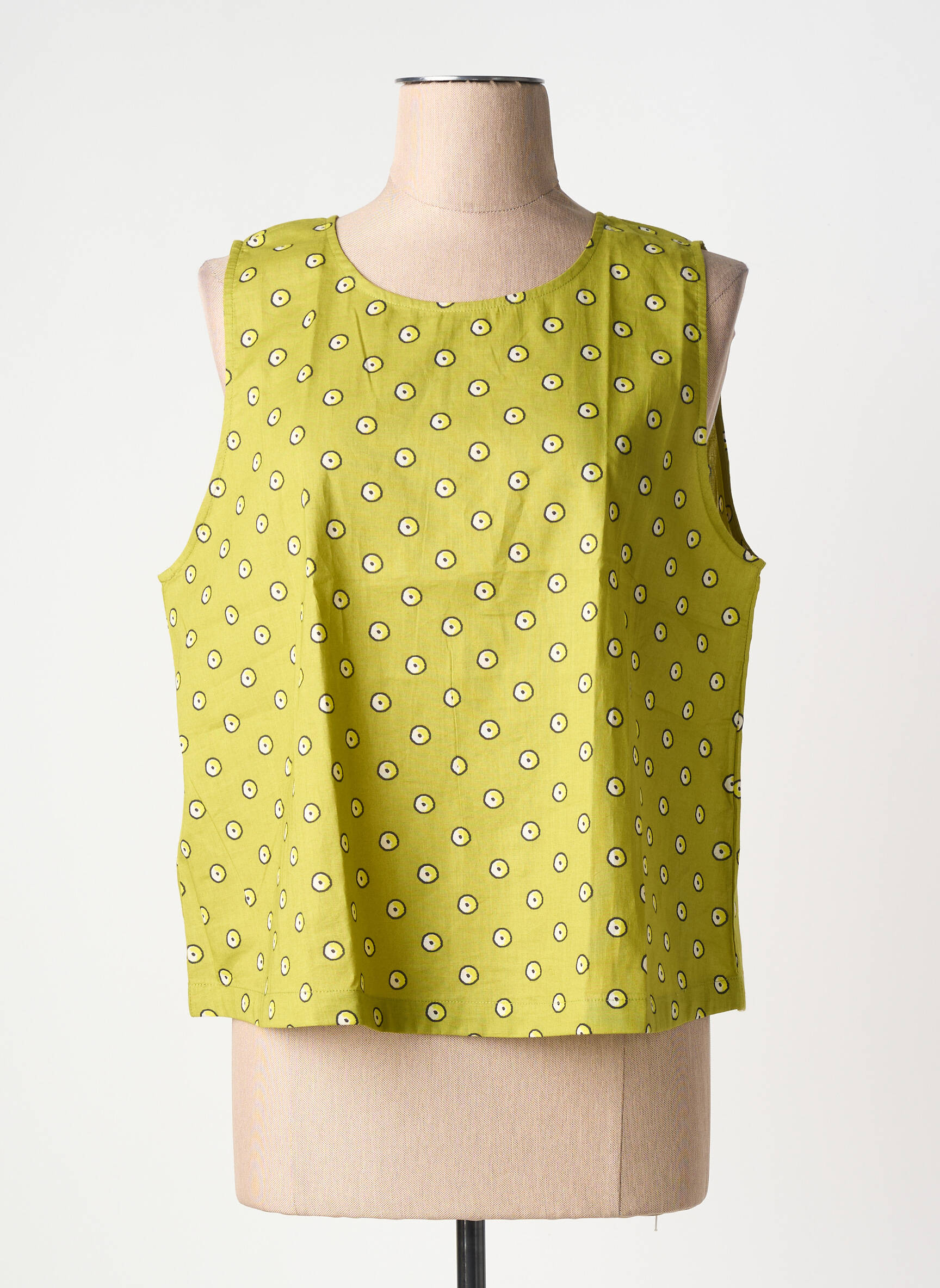 Top imprimé fantaisie sans manche vert SURKANA femme