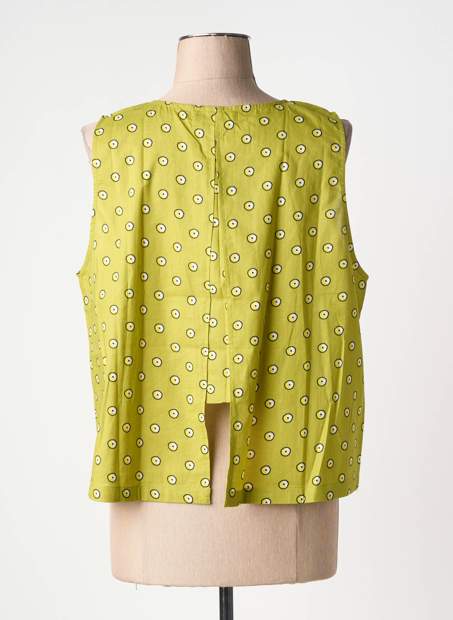 Top imprimé fantaisie sans manche vert SURKANA femme