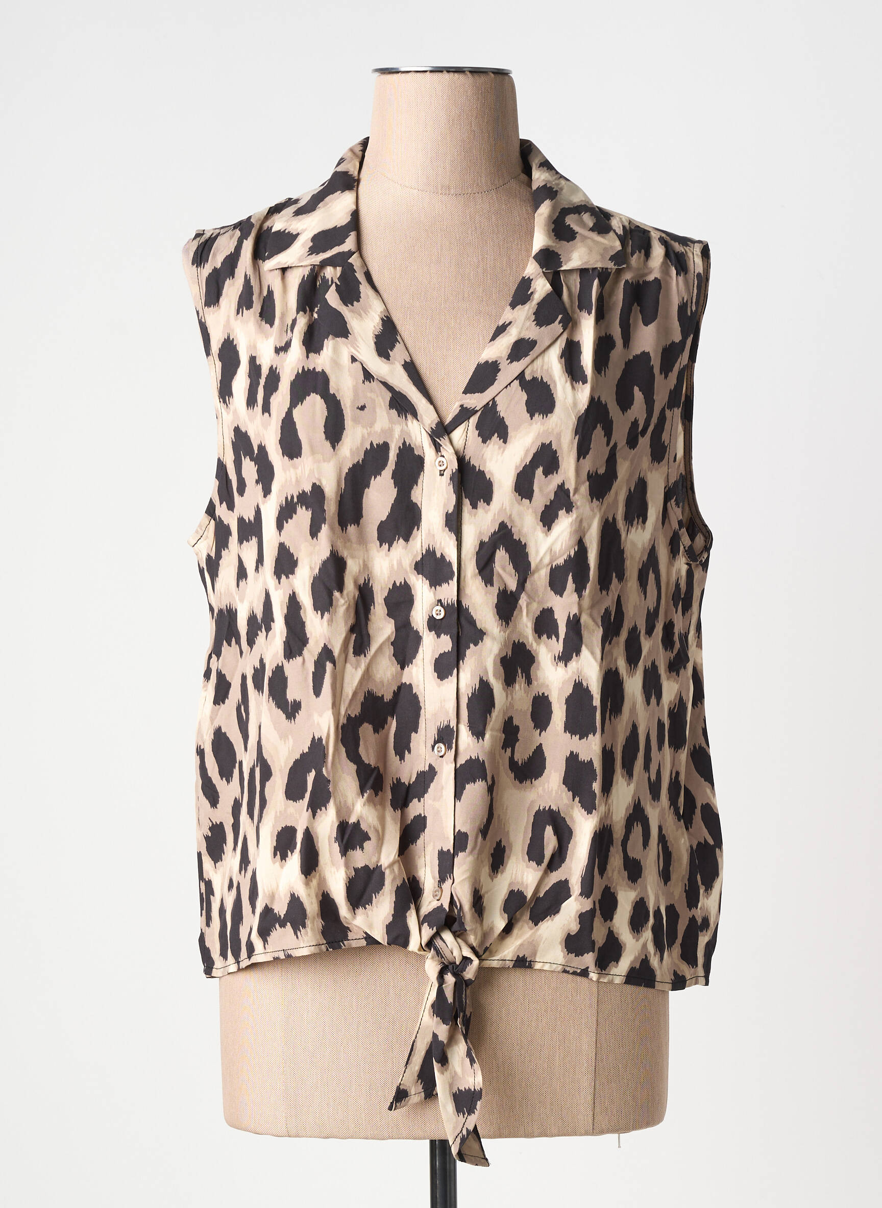 Top col v sans manche marron STREET ONE femme