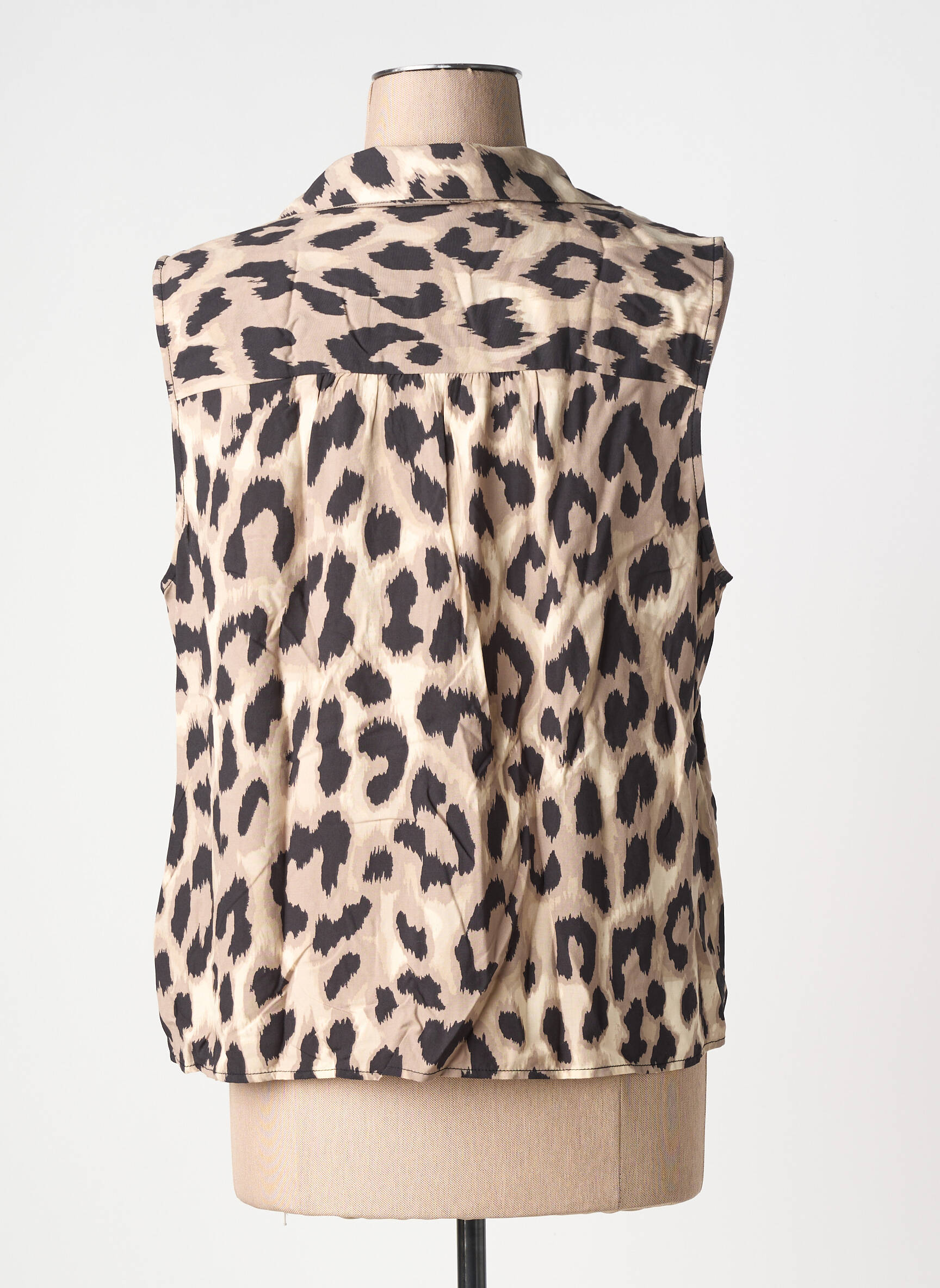 Top col v sans manche marron STREET ONE femme