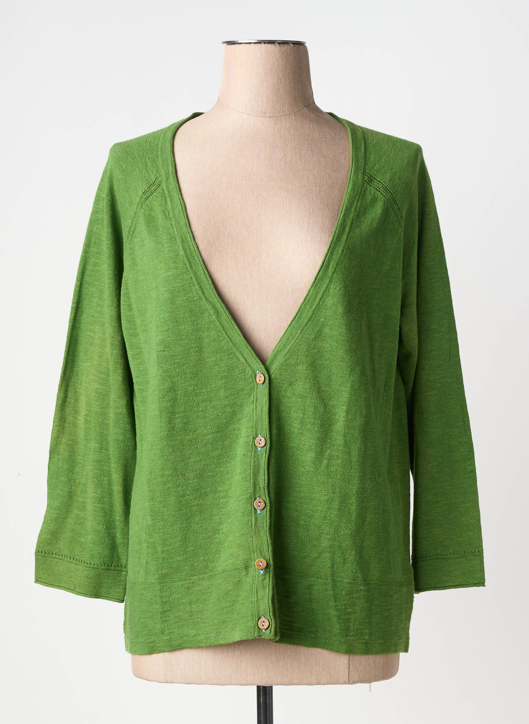 Gilet manches longues manches 3/4 vert WHITE STUFF femme