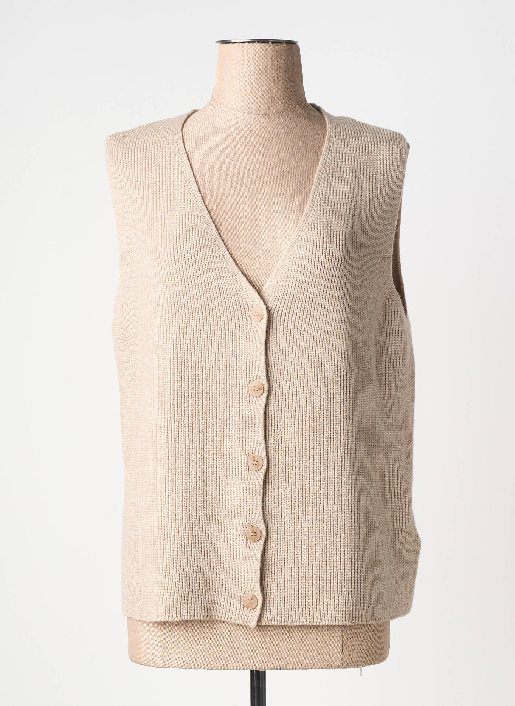 Gilet sans manche maille fine beige STREET ONE femme