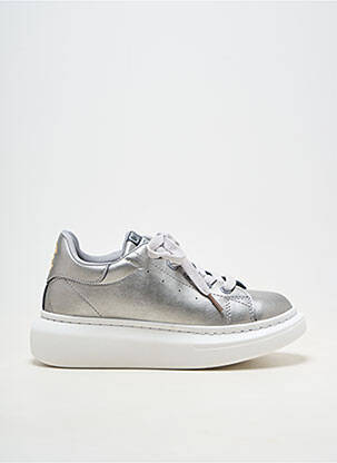 Baskets matière lisse talon plat jusqu'à 3cm argent CHATTAWAK femme