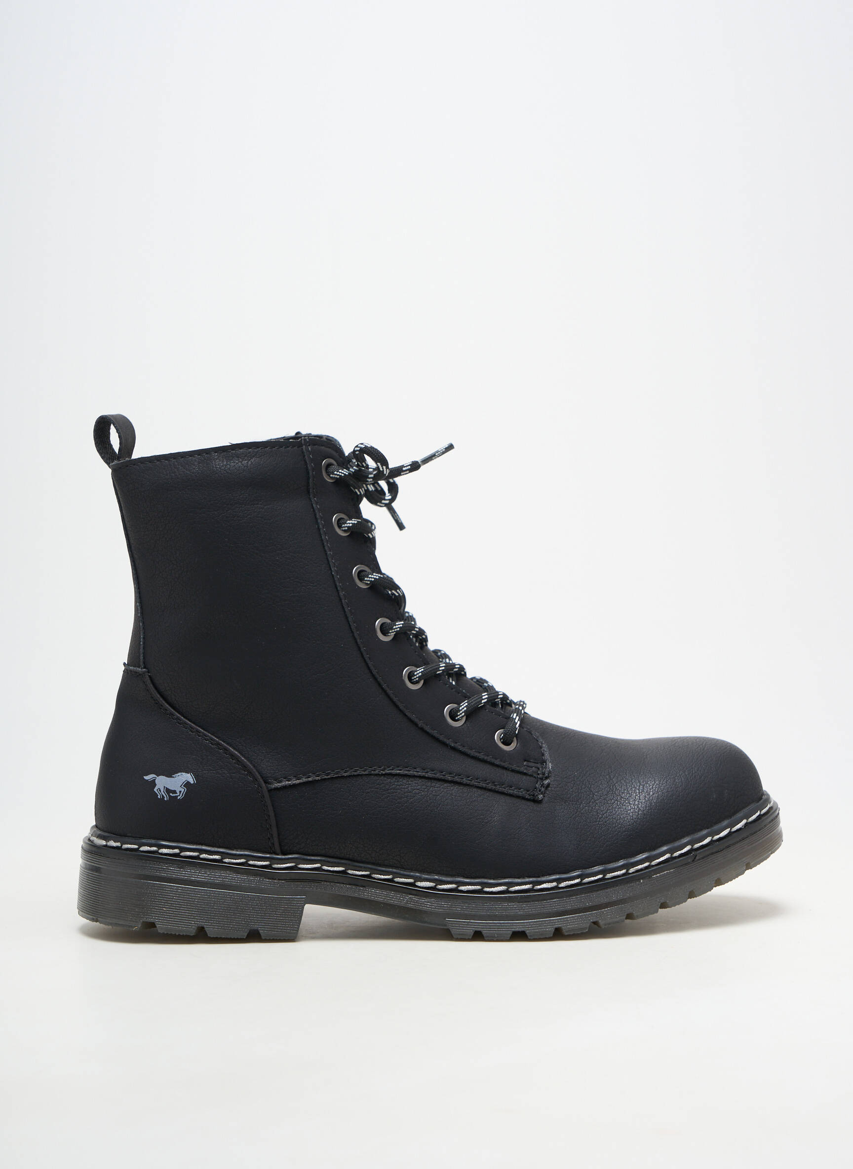 Bottines/boots matière lisse talon bas noir MUSTANG homme