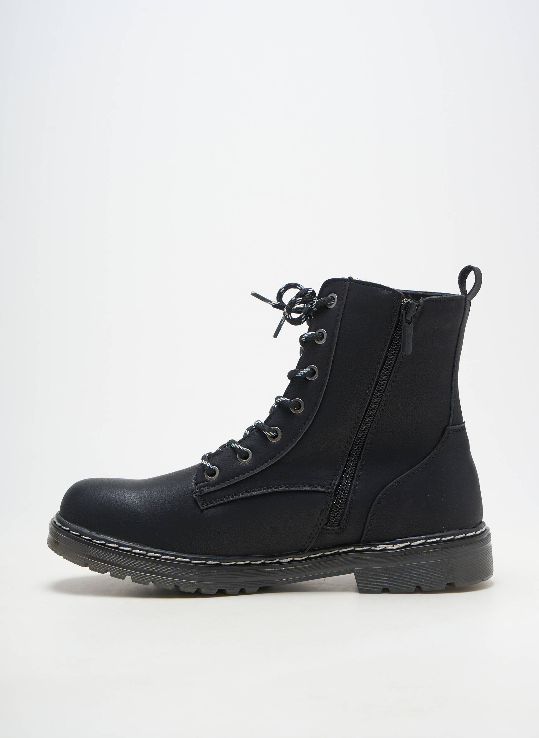 Bottines/boots matière lisse talon bas noir MUSTANG homme