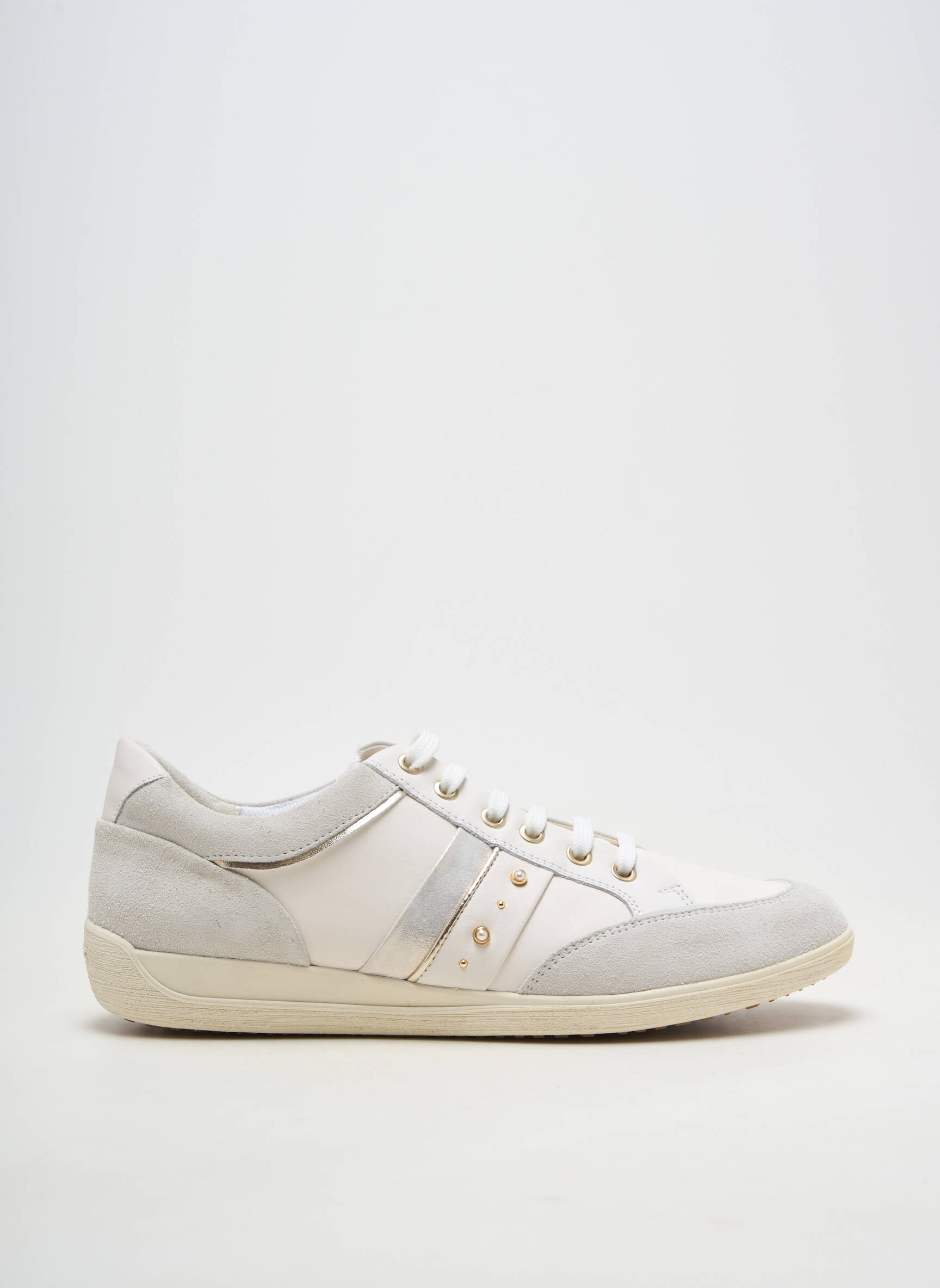Baskets matière lisse talon plat jusqu'à 3cm blanc GEOX femme