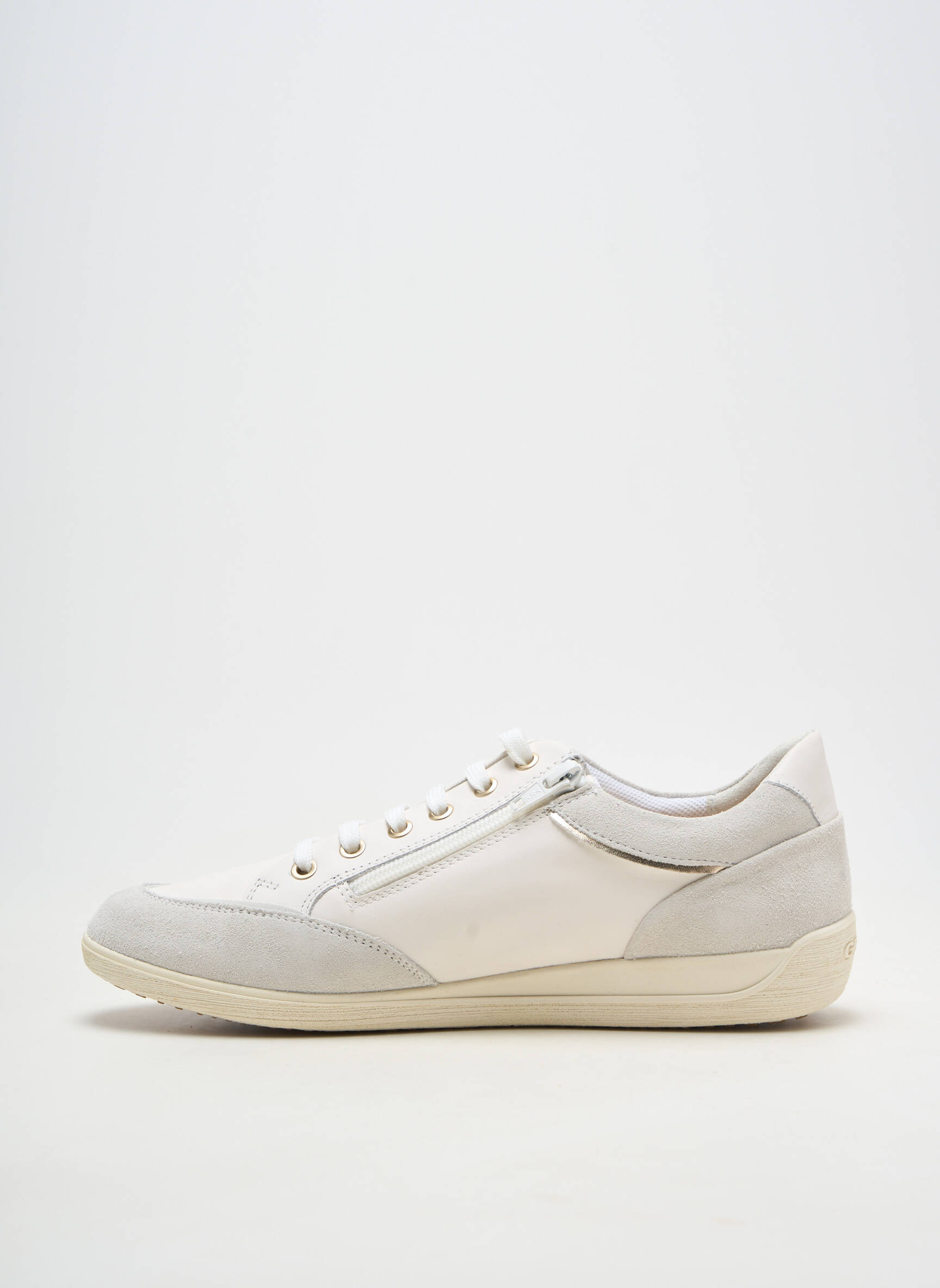 Baskets matière lisse talon plat jusqu'à 3cm blanc GEOX femme