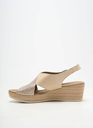 Sandales/nu pieds matière lisse talon de 4 à 6cm beige DORKING femme
