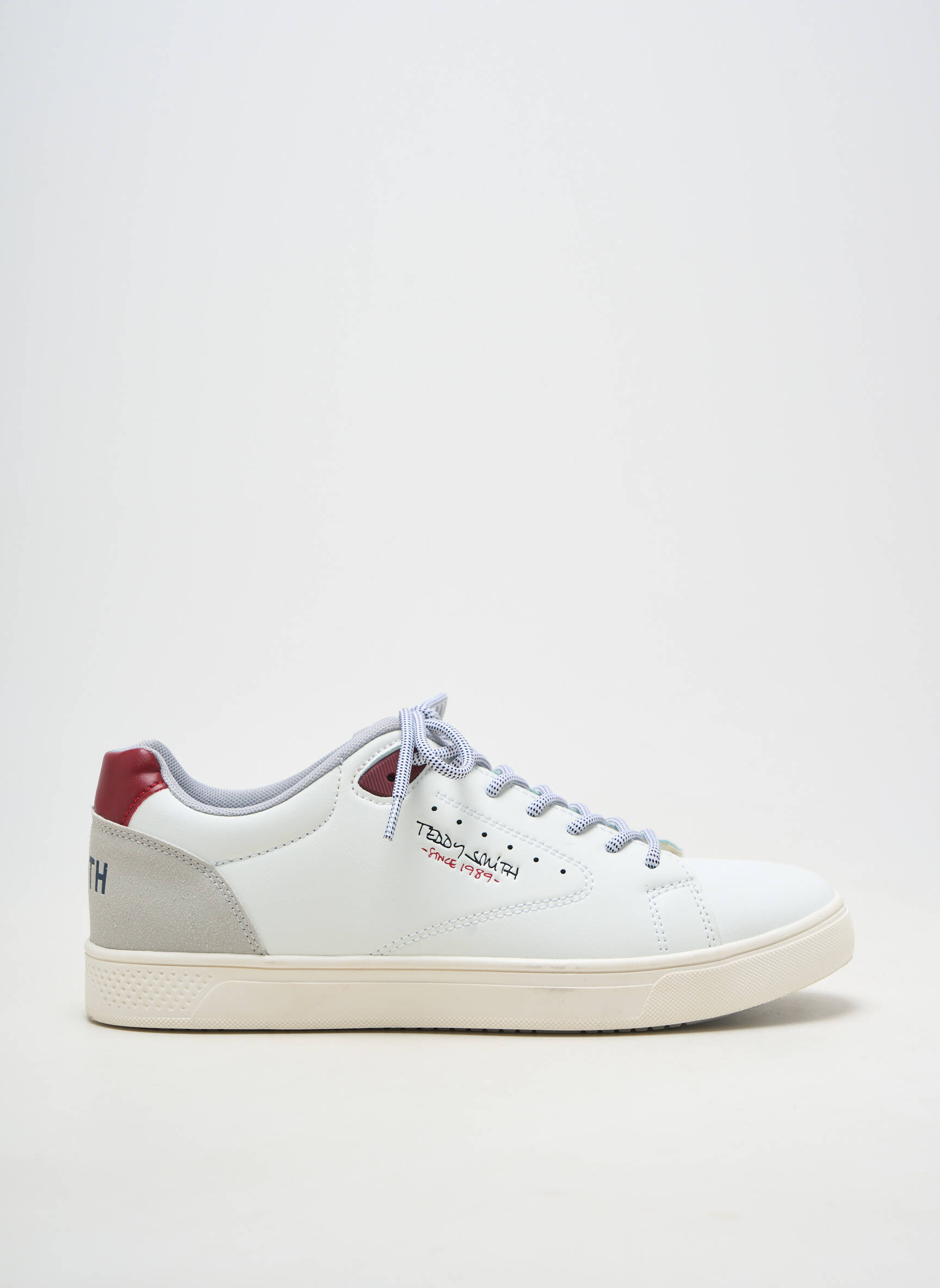 Baskets matière lisse bout rond blanc TEDDY SMITH homme