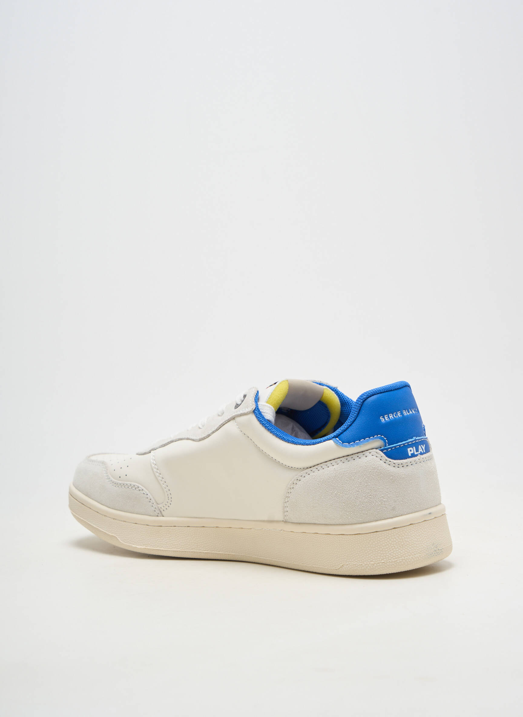 Baskets matière lisse bout rond blanc SERGE BLANCO homme