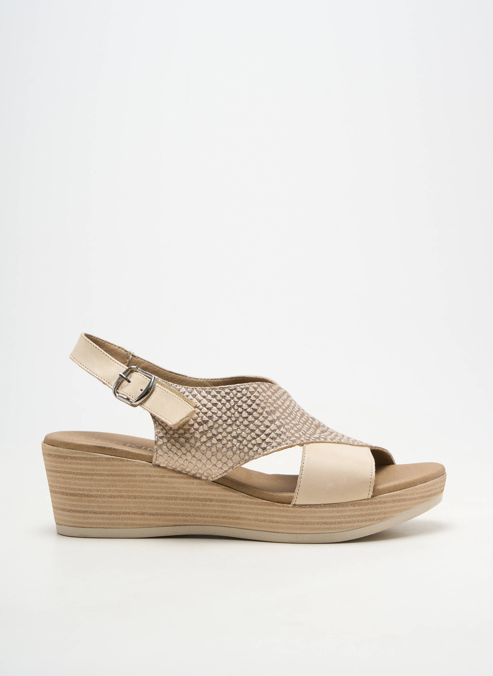 Sandales/nu pieds matière lisse talon de 4 à 6cm beige DORKING femme