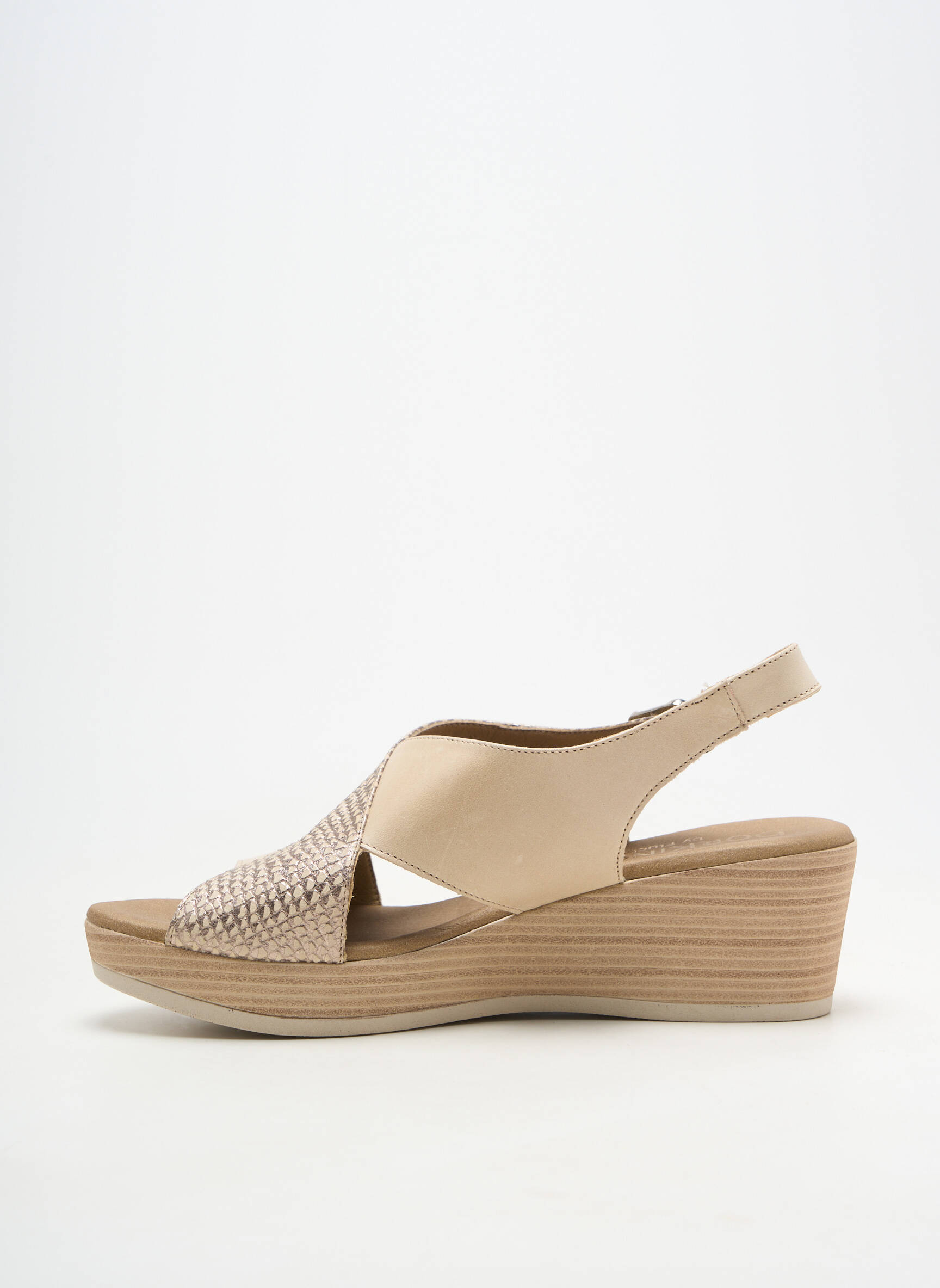 Sandales/nu pieds matière lisse talon de 4 à 6cm beige DORKING femme