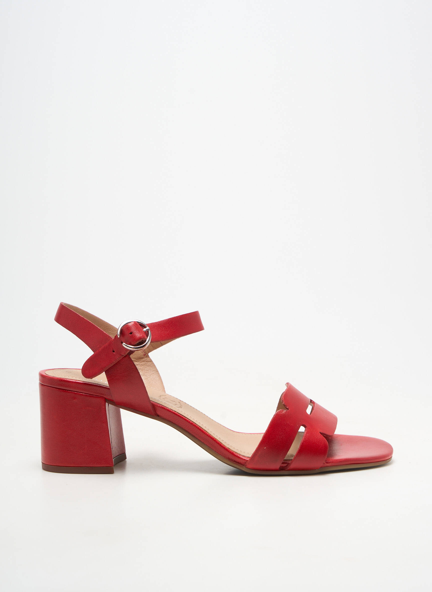 Sandales/nu pieds matière lisse talon de 4 à 6cm rouge BUGATTI femme