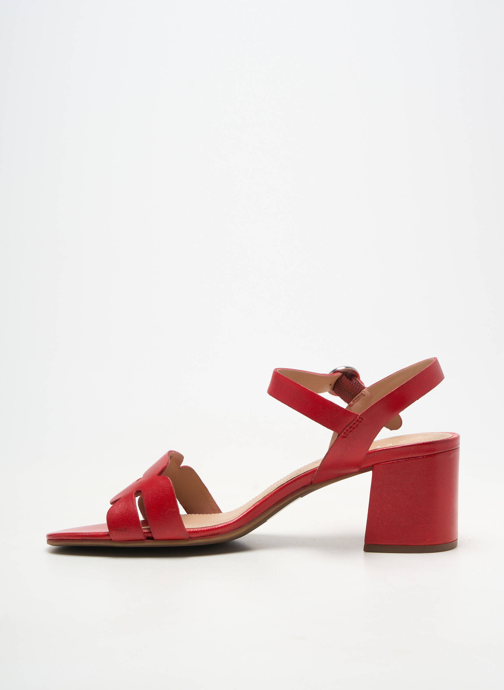 Sandales/nu pieds matière lisse talon de 4 à 6cm rouge BUGATTI femme