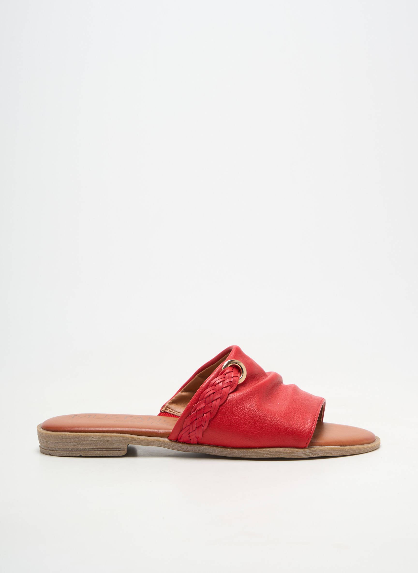 Mules/sabots matière lisse talon plat jusqu'à 3cm rouge MUSTANG femme