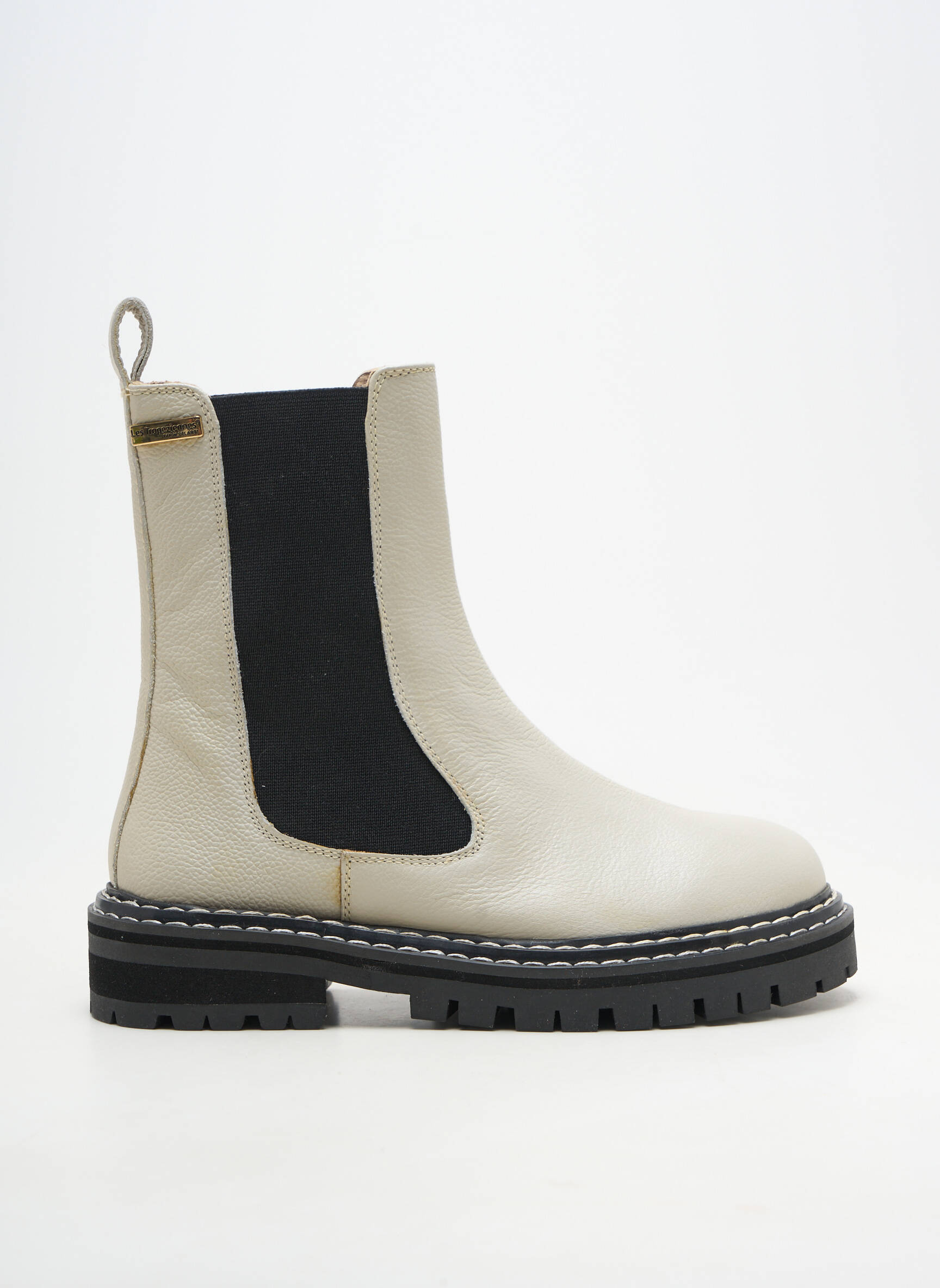 Bottines/boots matière lisse talon de 4 à 6cm beige LES TROPEZIENNES PAR M.BELARBI femme