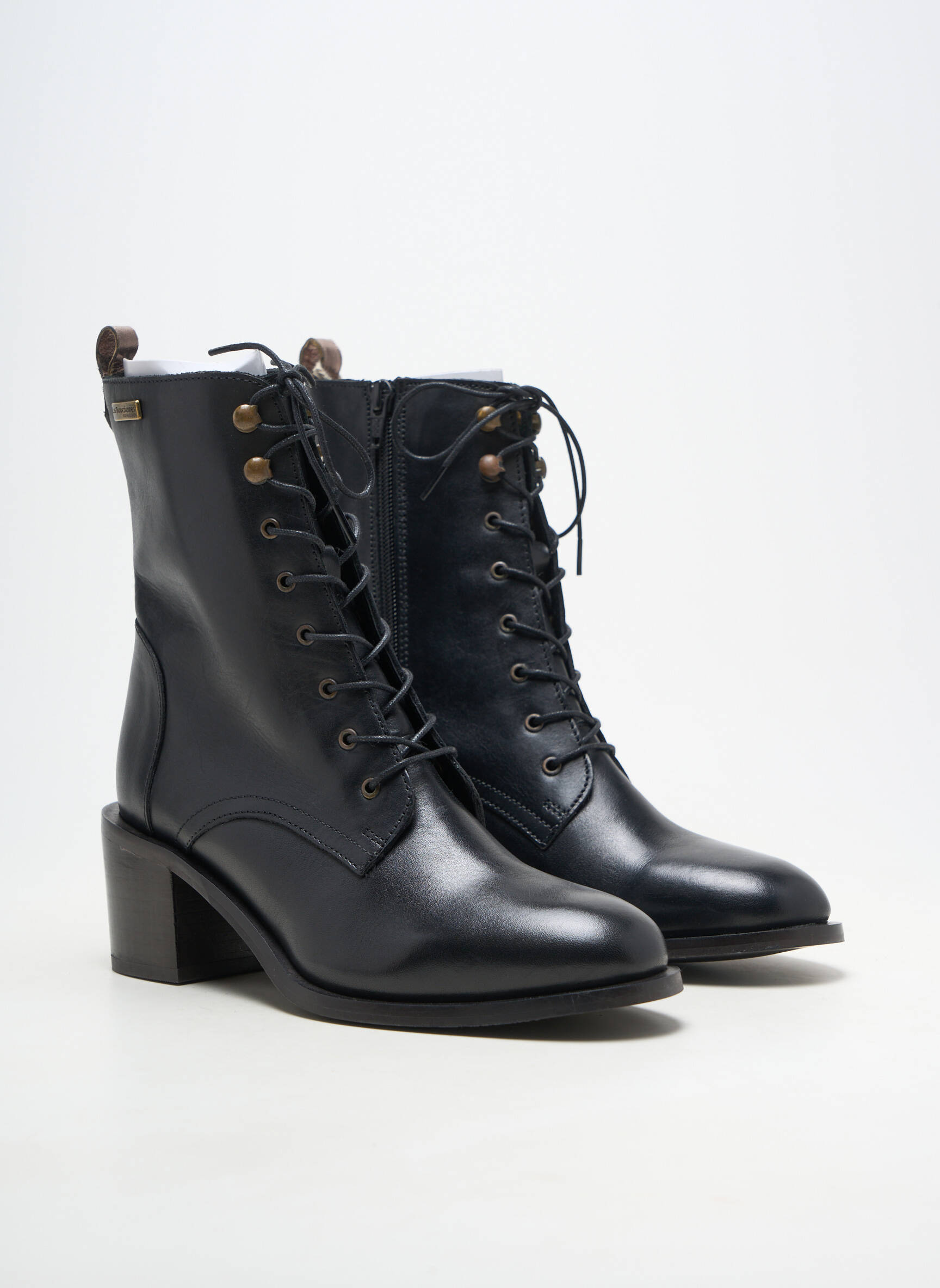 Bottines/boots fermeture zip et lacets talon de 4 à 6cm noir LES TROPEZIENNES PAR M.BELARBI femme