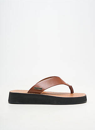Tongs matière lisse talon plat jusqu'à 3cm marron LES TROPEZIENNES PAR M.BELARBI femme