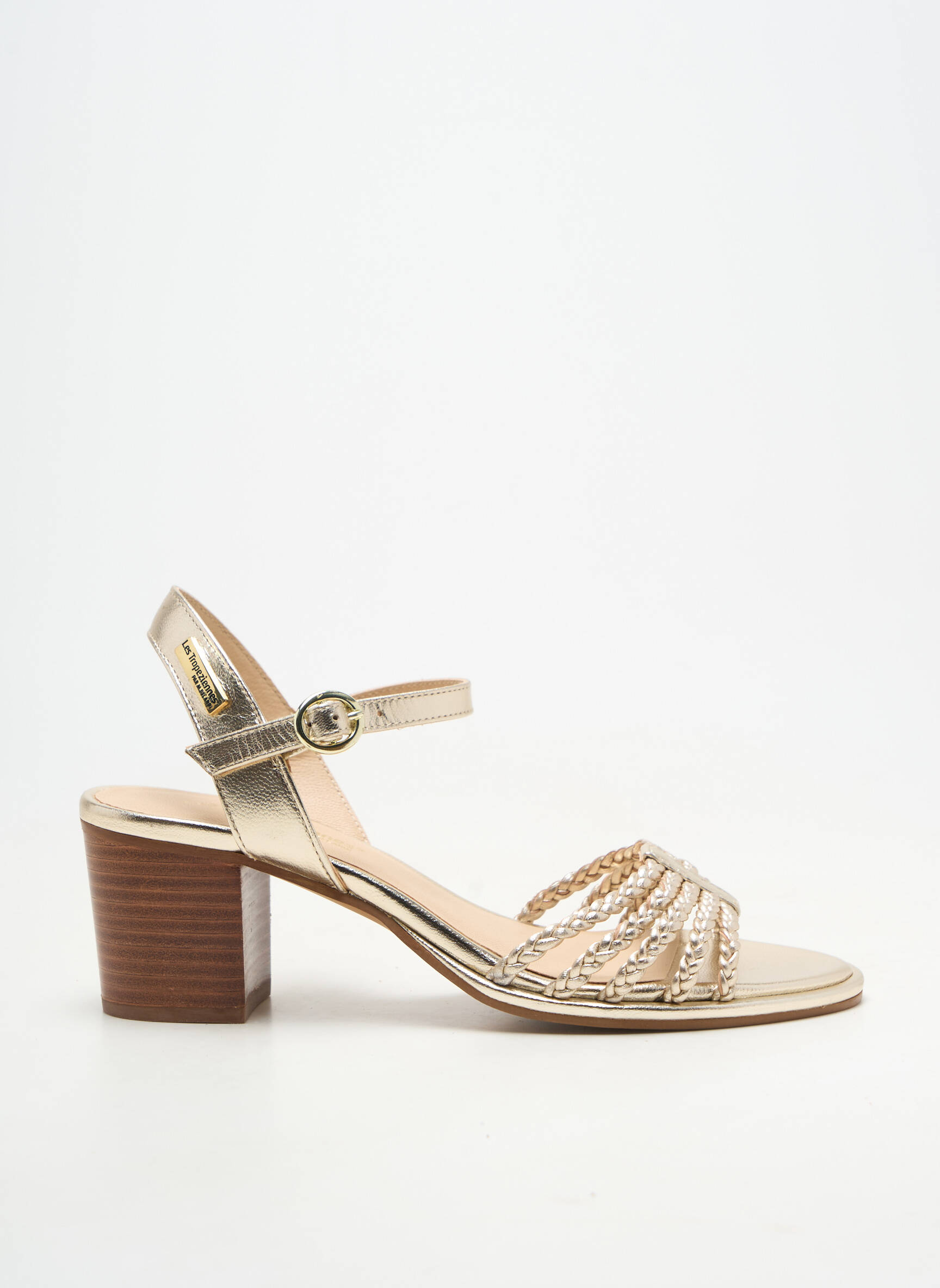 Sandales/nu pieds matière lisse talon de 4 à 6cm or LES TROPEZIENNES PAR M.BELARBI femme