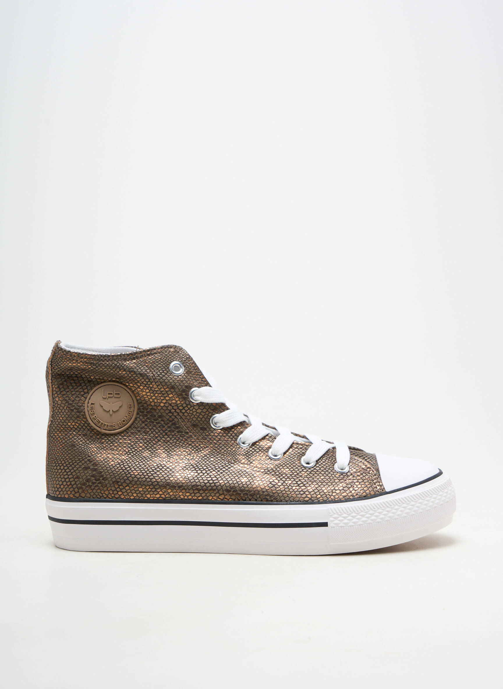 Baskets matière lisse talon plat jusqu'à 3cm marron LPB LES PETITES BOMBES  femme