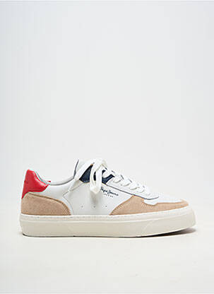Baskets matière lisse bout rond blanc PEPE JEANS homme