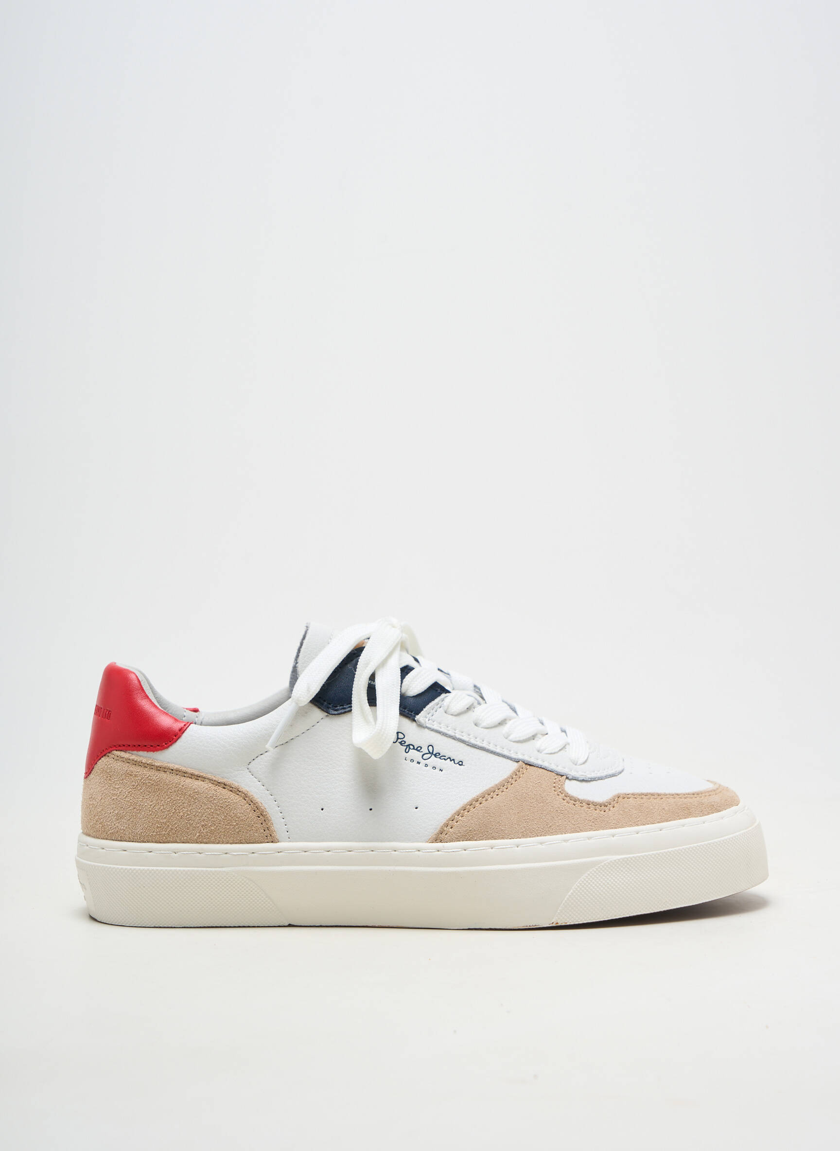 Baskets matière lisse bout rond blanc PEPE JEANS homme