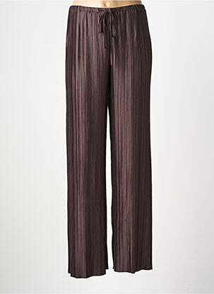 Pantalon droit tissage crêpe taille normale marron GRACE & MILA femme