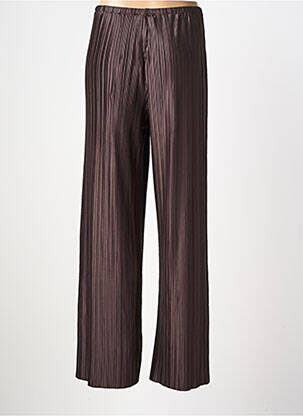 Pantalon droit tissage crêpe taille normale marron GRACE & MILA femme