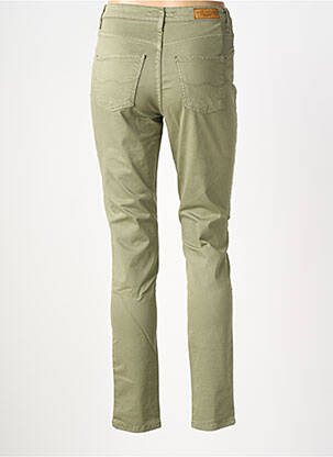 Pantalon slim tissage popeline taille normale vert LCDN femme