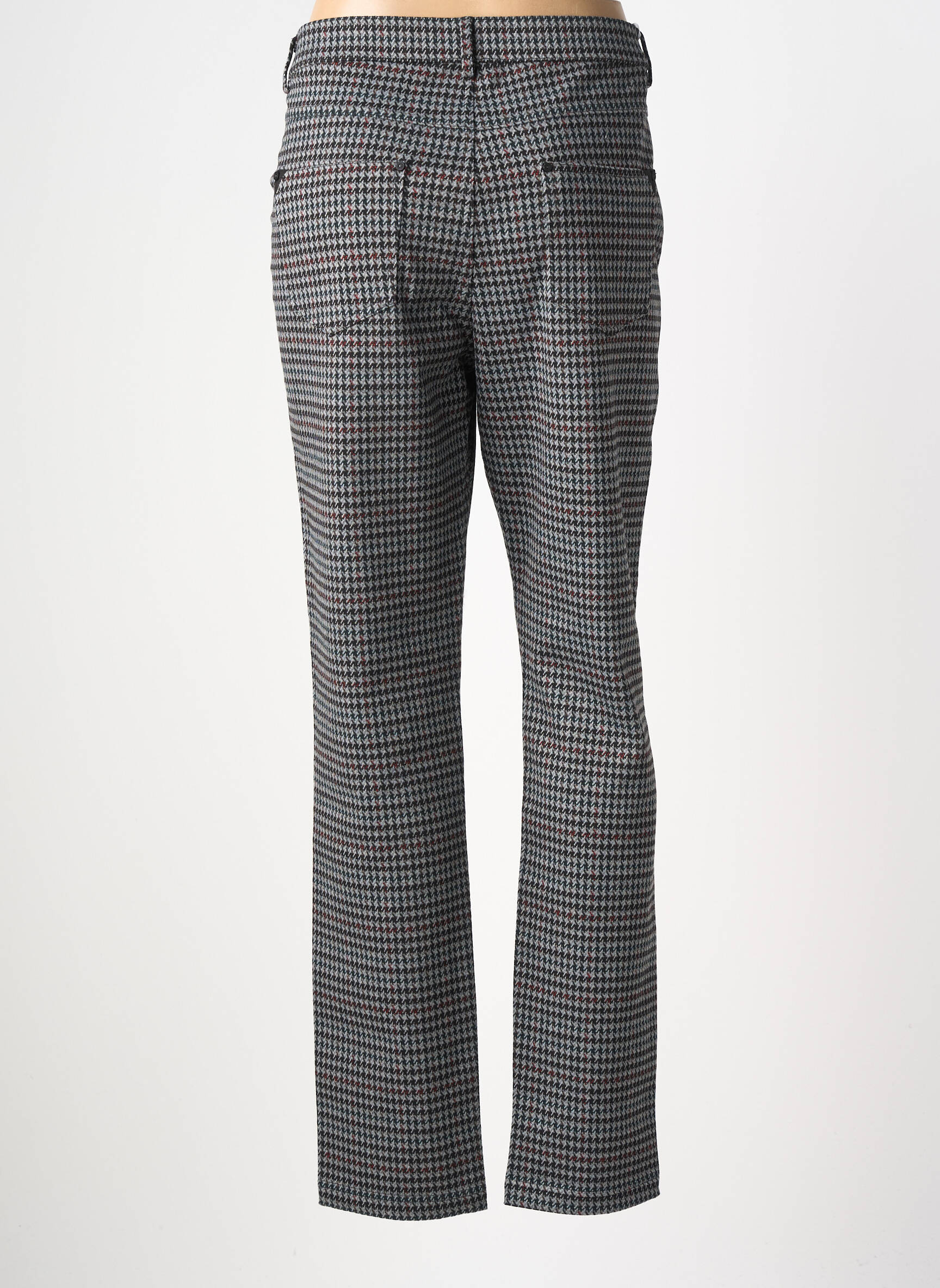 Pantalon droit fermeture zippée sous rabat boutonné taille normale gris LODEN femme