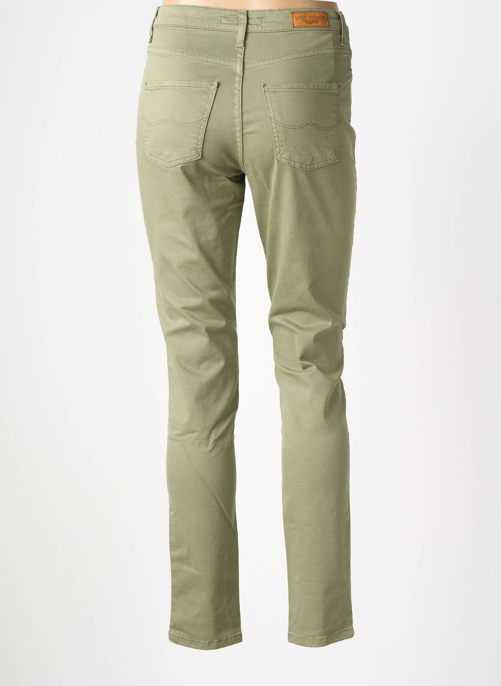 Pantalon slim tissage popeline taille normale vert LCDN femme