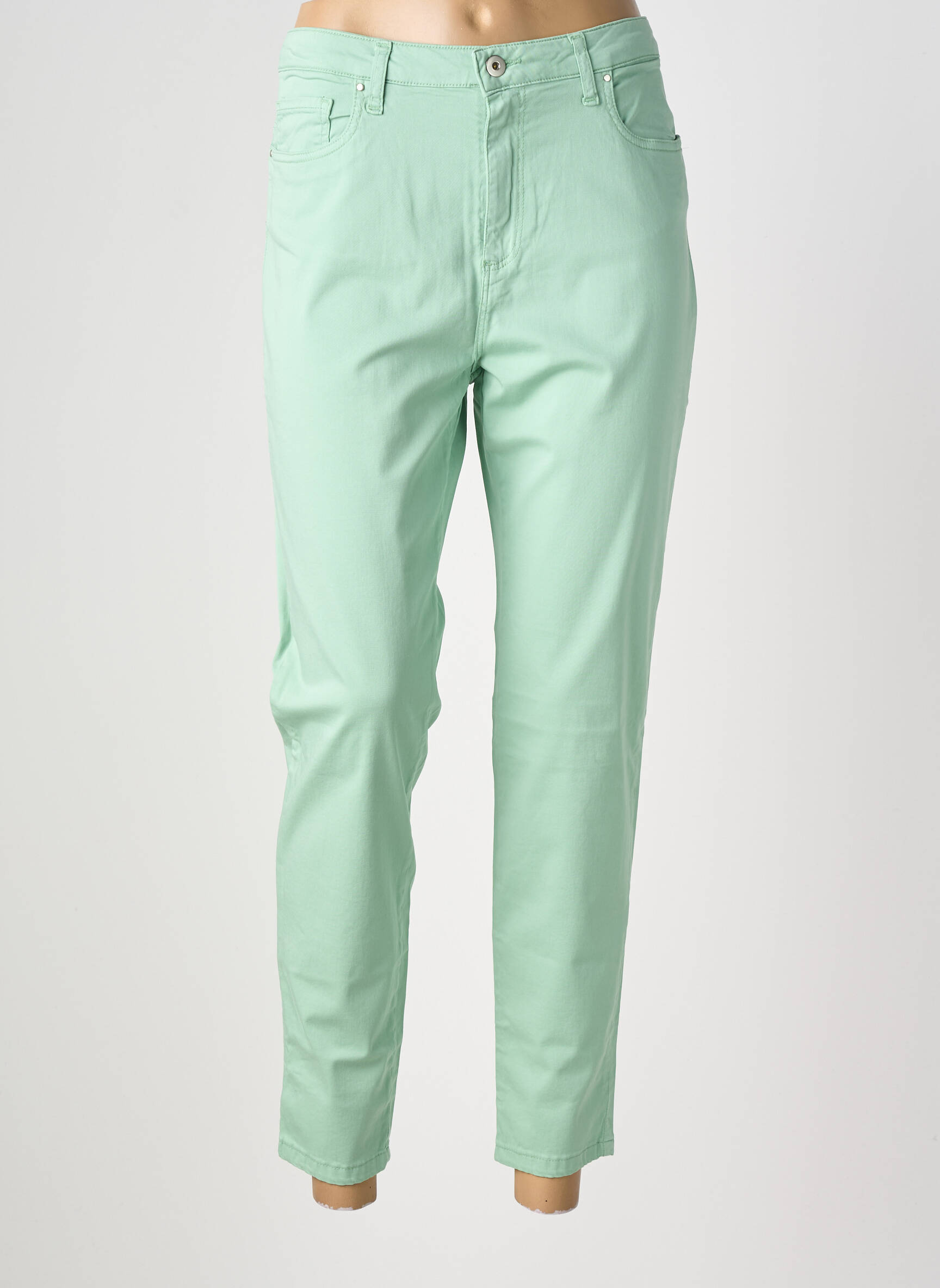 Pantalon slim tissage popeline taille normale vert LCDN femme