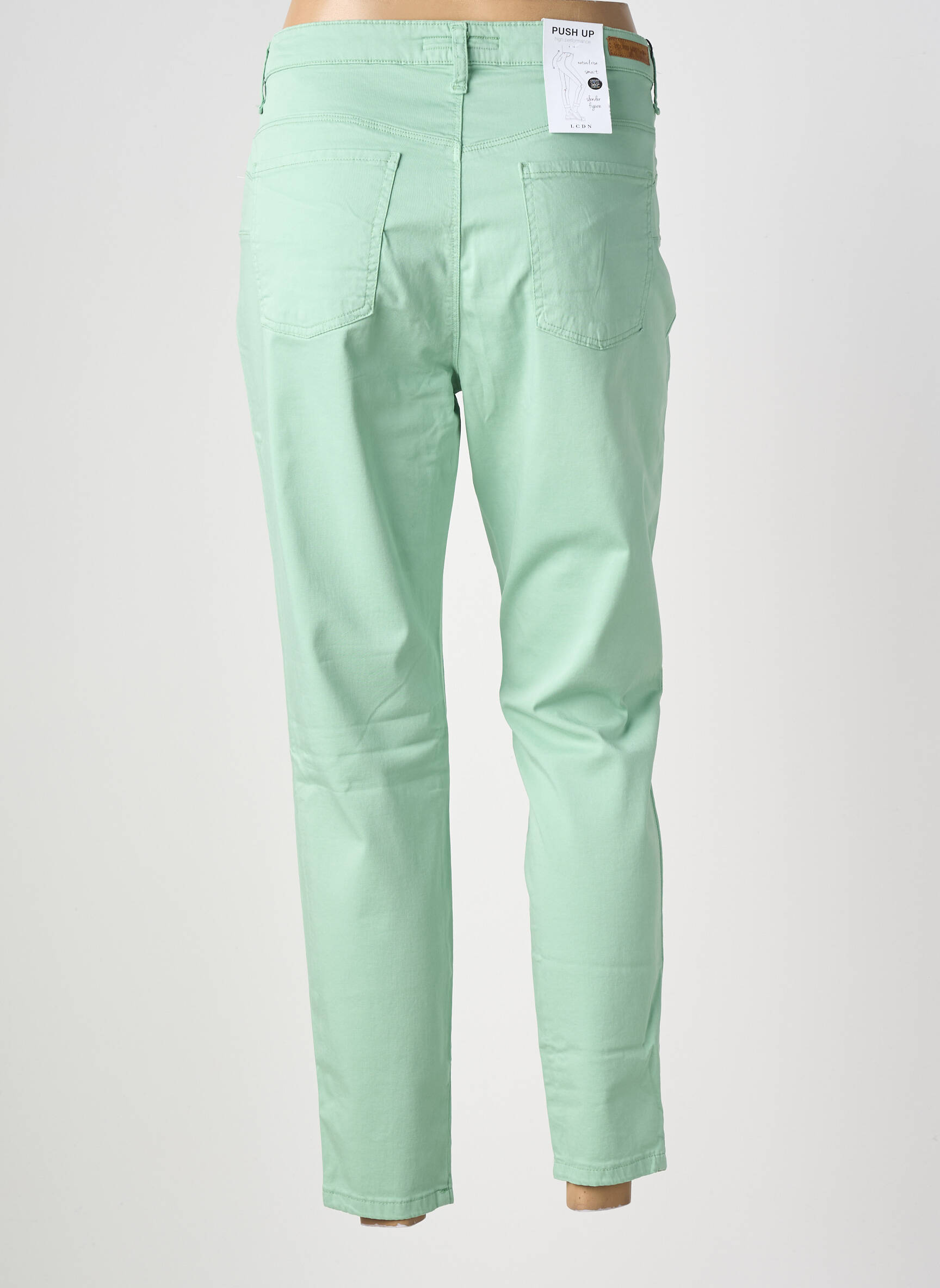 Pantalon slim tissage popeline taille normale vert LCDN femme