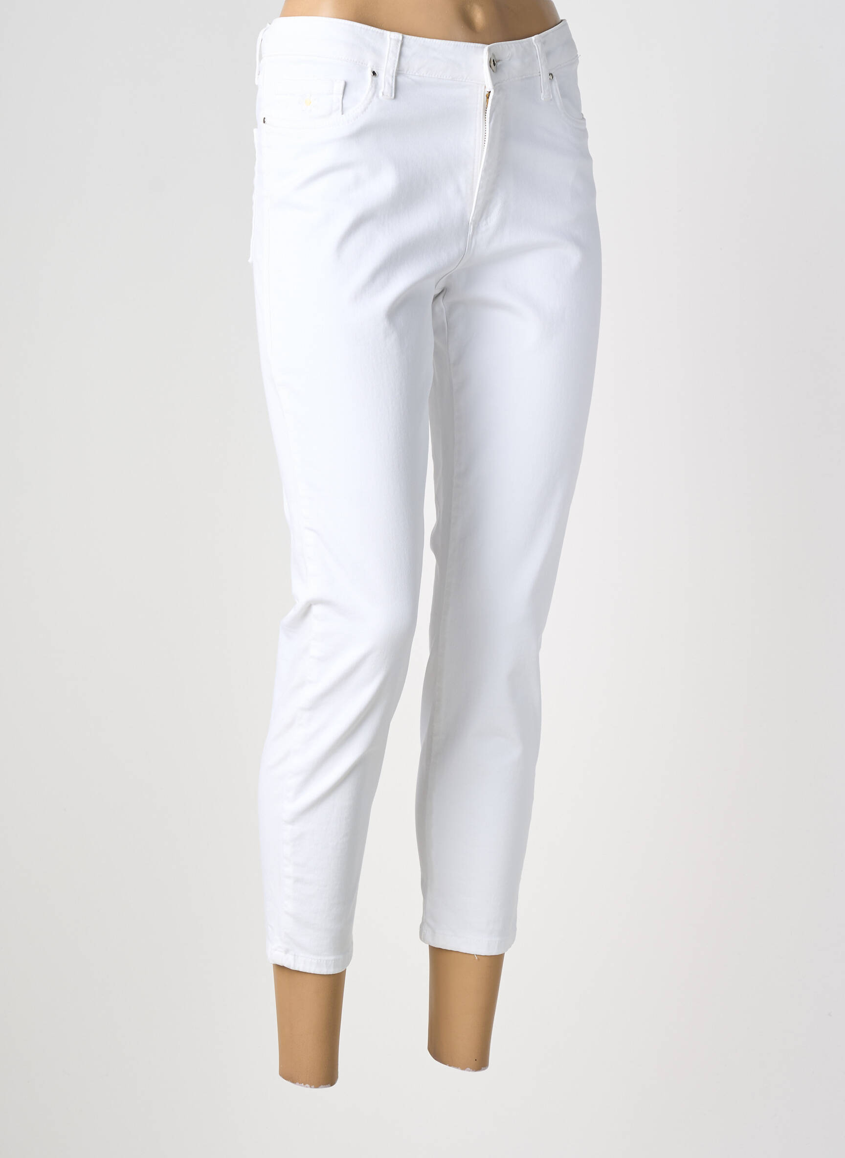 Pantalon slim tissage popeline taille normale blanc LCDN femme