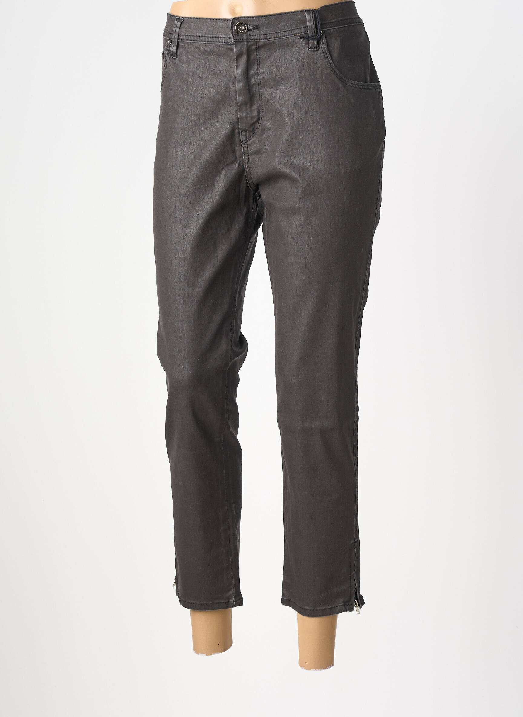 Pantalon slim tissage popeline taille normale gris IMPACT femme