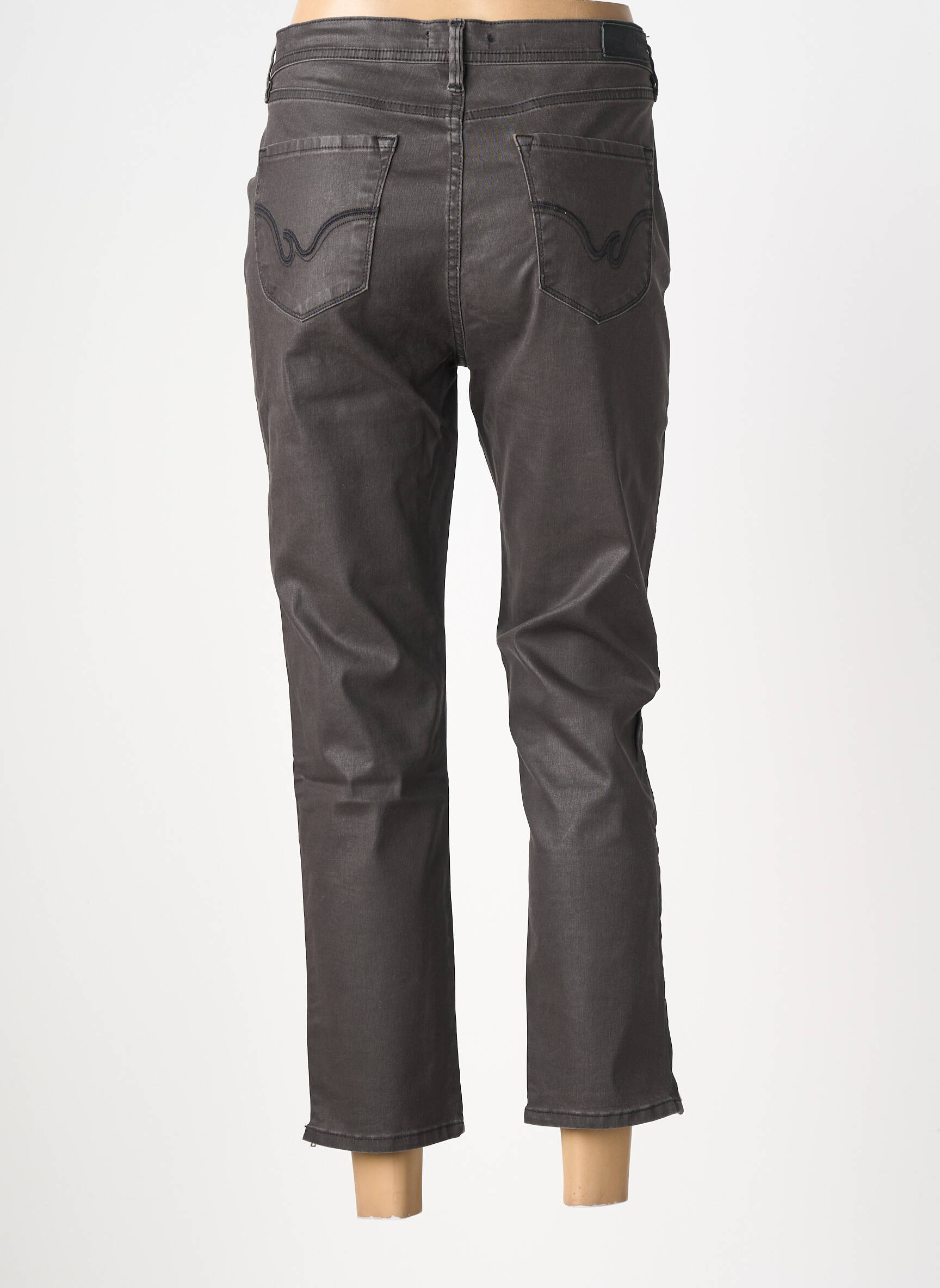 Pantalon slim tissage popeline taille normale gris IMPACT femme