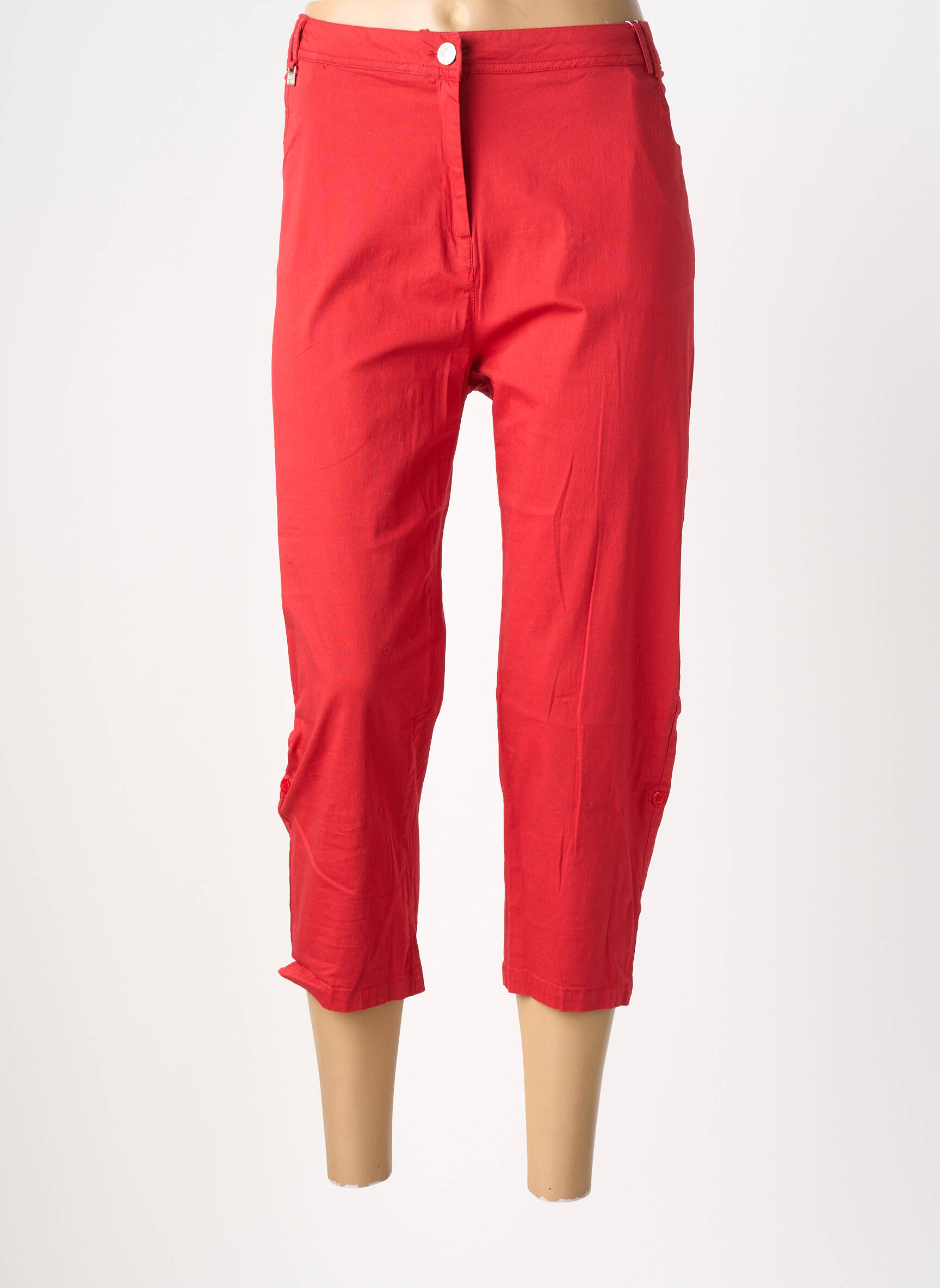 Pantacourt tissage popeline taille normale rouge AGATHE & LOUISE femme